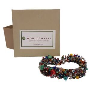 WorldCrafts Handmade Beaded Bracelet Custom Woven Jewelry Eclectic Unique Quirky